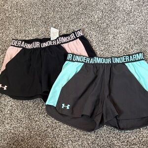 Under Armour Women's Shorts - Black and Pink, Black and Blue bundle of 2 Size Sm